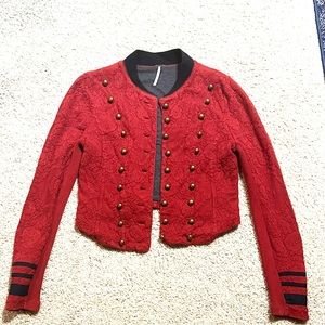 Free People military jacket sweatshirt buttons